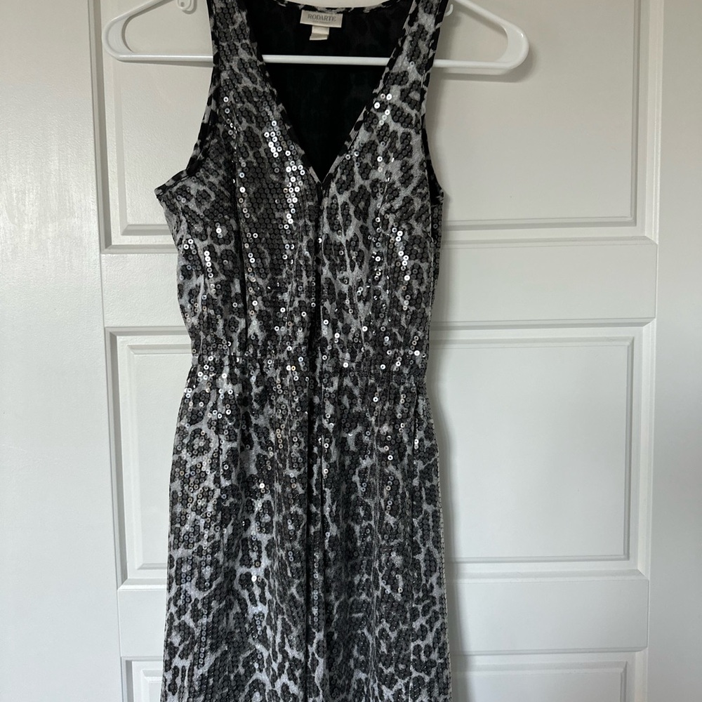 Elegant Black and Gray Cheetah Sequin Dress